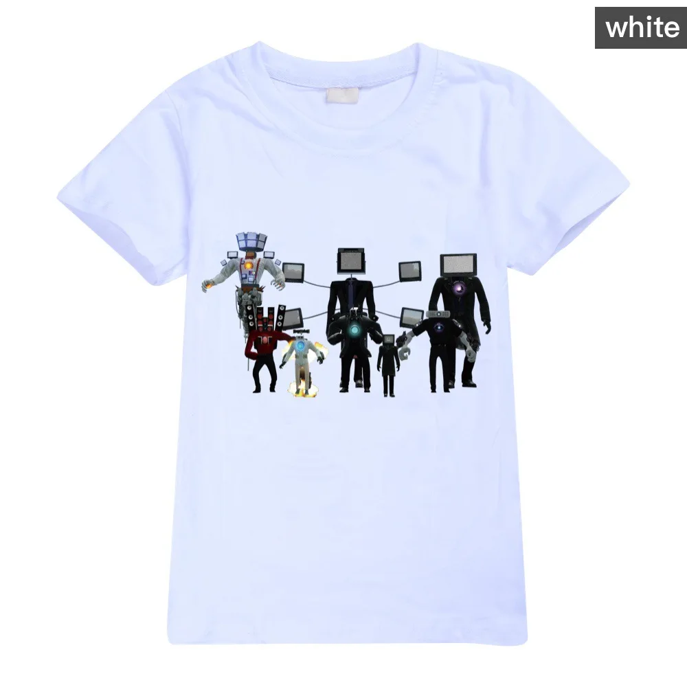 T-shirt de manga curta estampada para crianças, tops casuais, streetwear para meninas e meninos adolescentes, Game Skibidi, 3D Print, verão