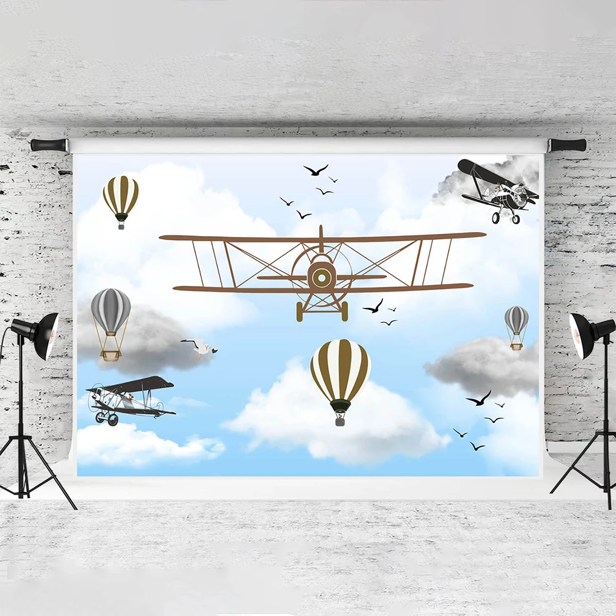 Travel To World Airplane Happy Birthday Photography Backdrop Background Banner Wall Decoration Kids Adventure Theme Party