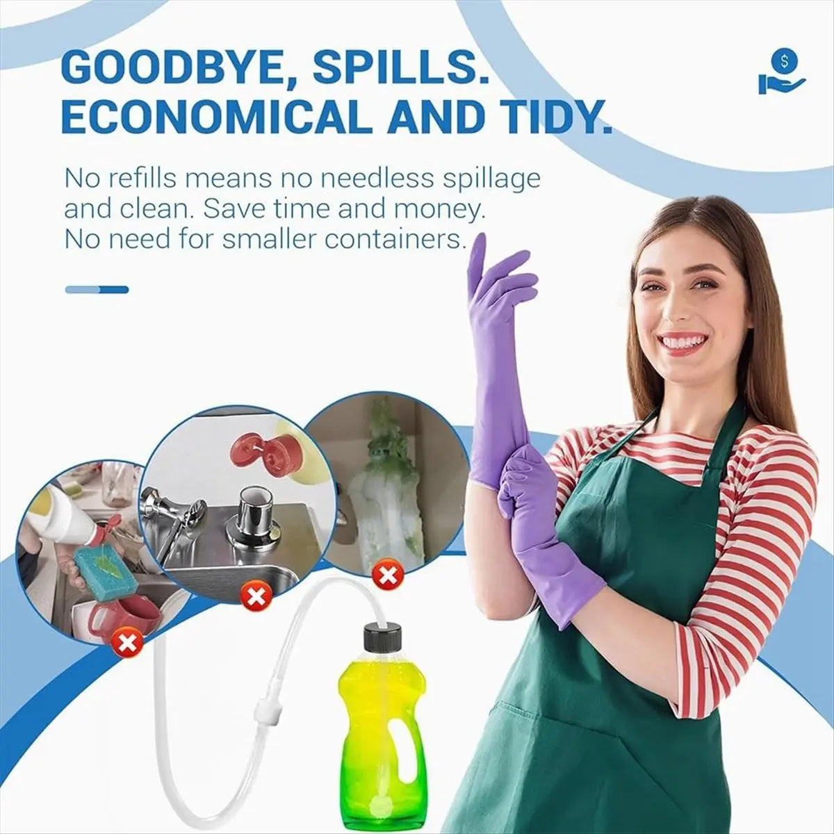 HITL Soap Dispenser Extension Tube Kit for Kitchen Sink with Upgraded Check Value,47In Under Counter Dish Soap Dispenser Hose