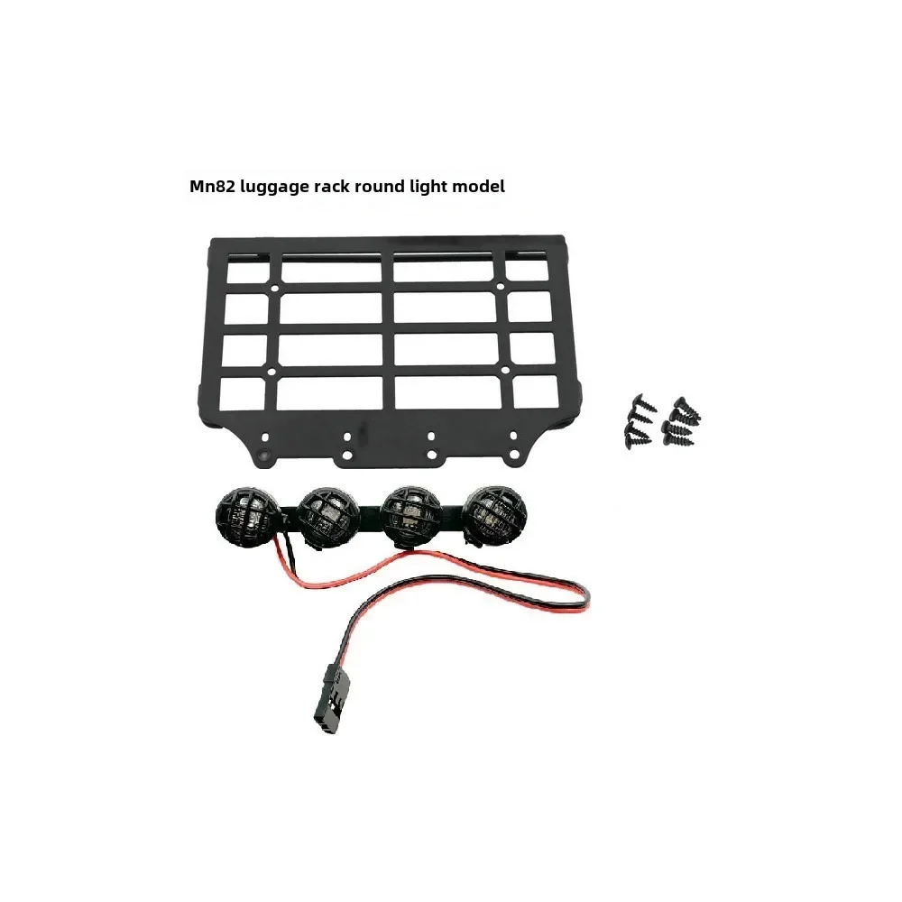 MN82 LC79 Porta-bagagens de metal Rack de teto com luz LED 1/12 RC Car Upgrade Parts Acessórios