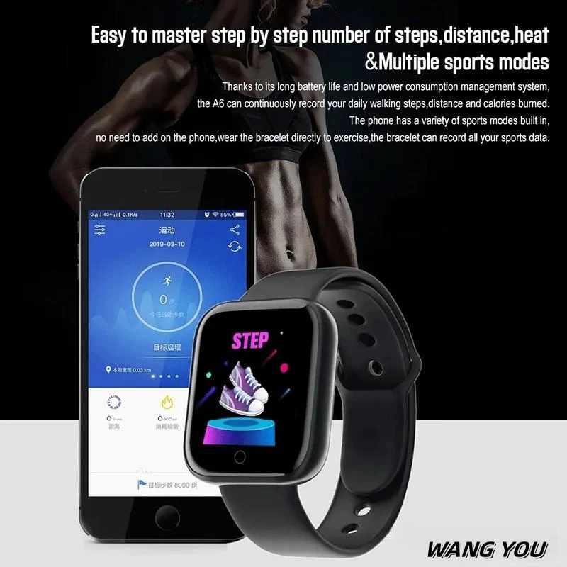 Real Step Count Fashion Smart Sports Watch Fitness Tracker Sports Watch Android IOS Smart Bracelet