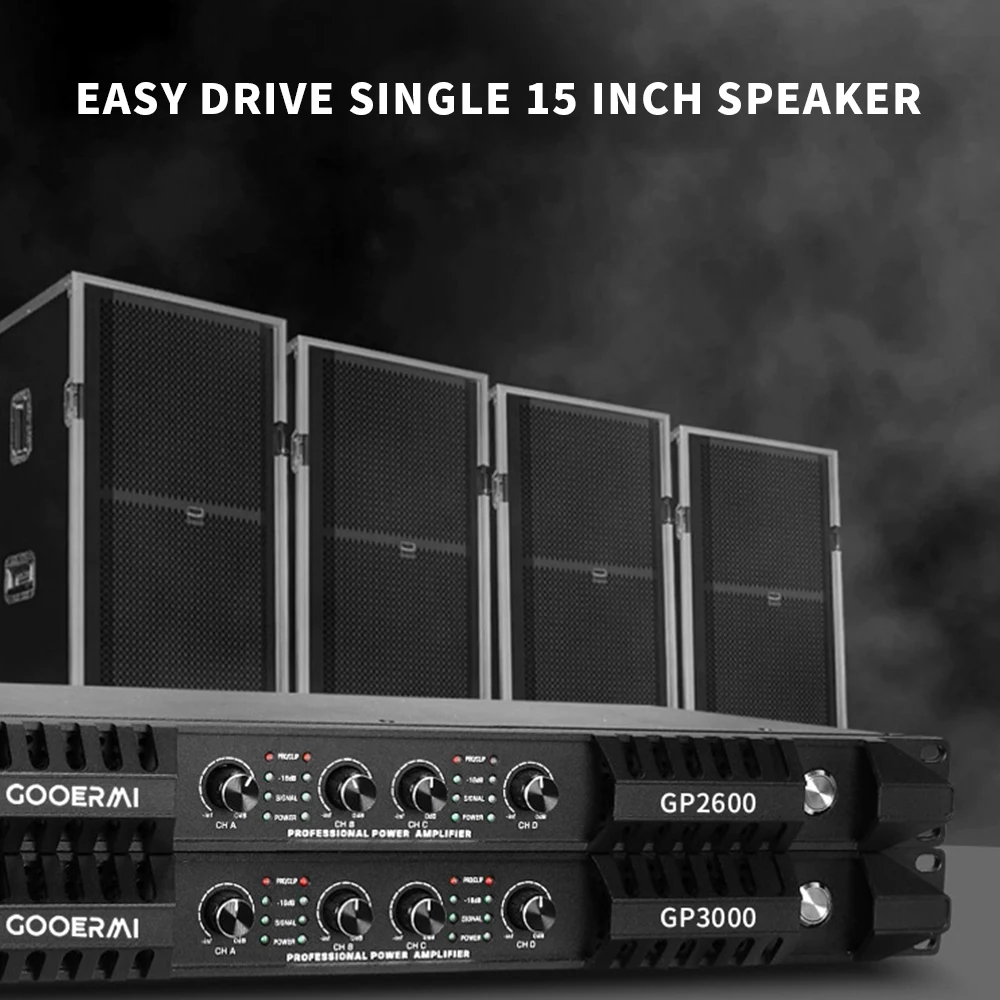 Gooermi Professional High Power 2000W Amplifier 4 Channels Audio For Disco Outdoor Concerts Subwoofer Speakers Stage KTV DJ