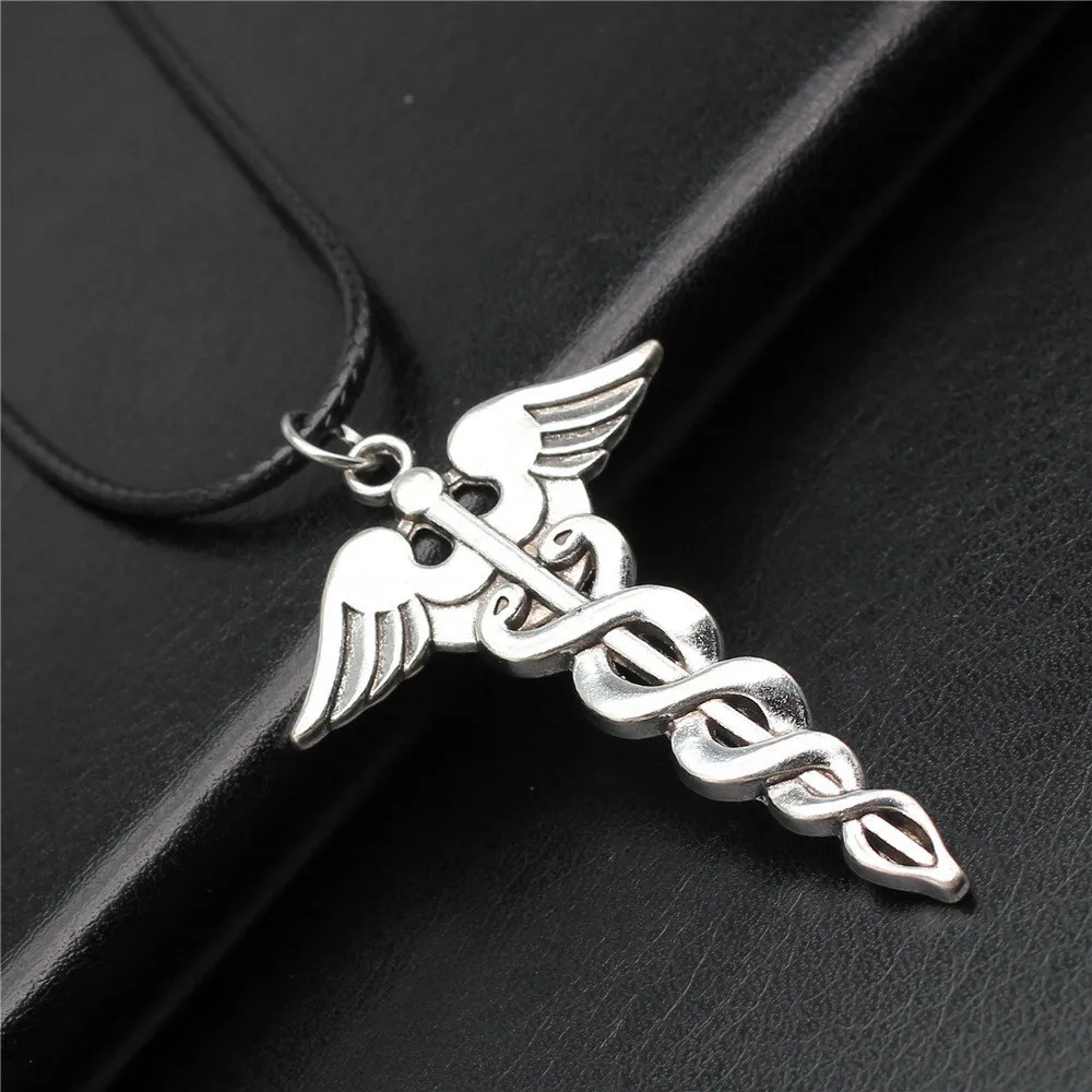 1pcs Medical Scepter Charms Chain Necklace Components Jewelry Cute Chain Length 45+4cm