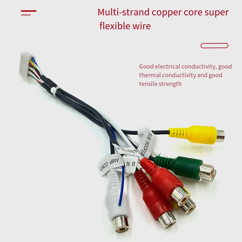 20 Pin Android Car Stereo Automotive Connector Android Rca Harness RCA Wiring Harness Adapter 7-Head RCA Audio/Video AUX Cable