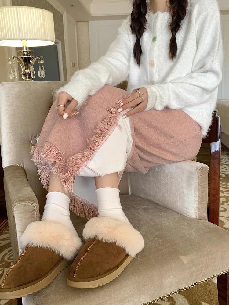 Y2K コーデュロイスカート女性厚みのあるタッセルバックスリットカジュアルハーフスカート多用途新しい