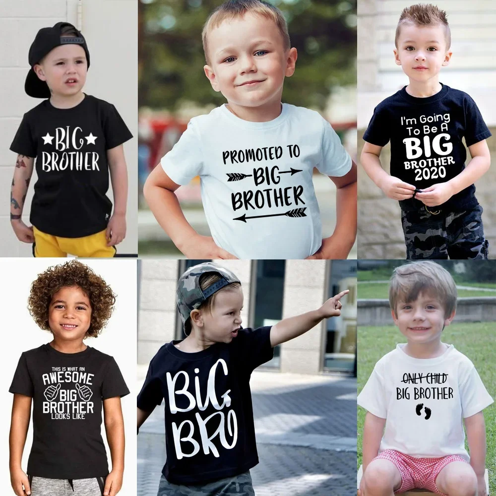 Promoted To Big Brother Kids Tshirt Boys Tops Summer Short Sleeve Toddler Boy Shirt Casual Children Clothing Girls T Shirt
