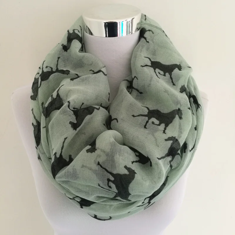 fashion animal print ring scarf for women hot sale hedgehog loop scarf horse infinity scarf circle neckerchief
