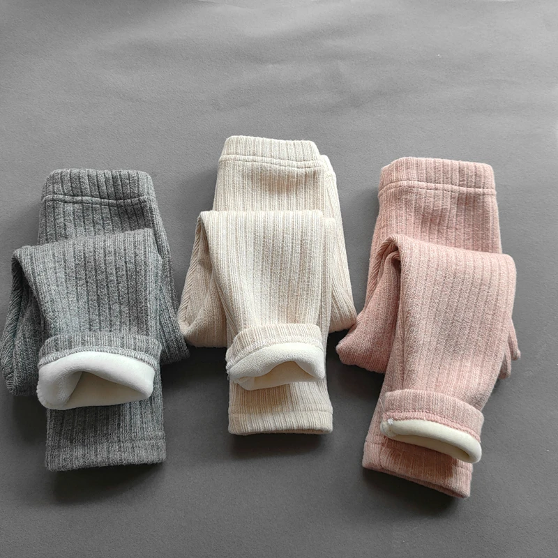 الشتاء طفل الفتيات السراويل رشاقته الدافئة الصوف السراويل للفتيات طماق الأطفال مرونة ضئيلة شريط السراويل #4