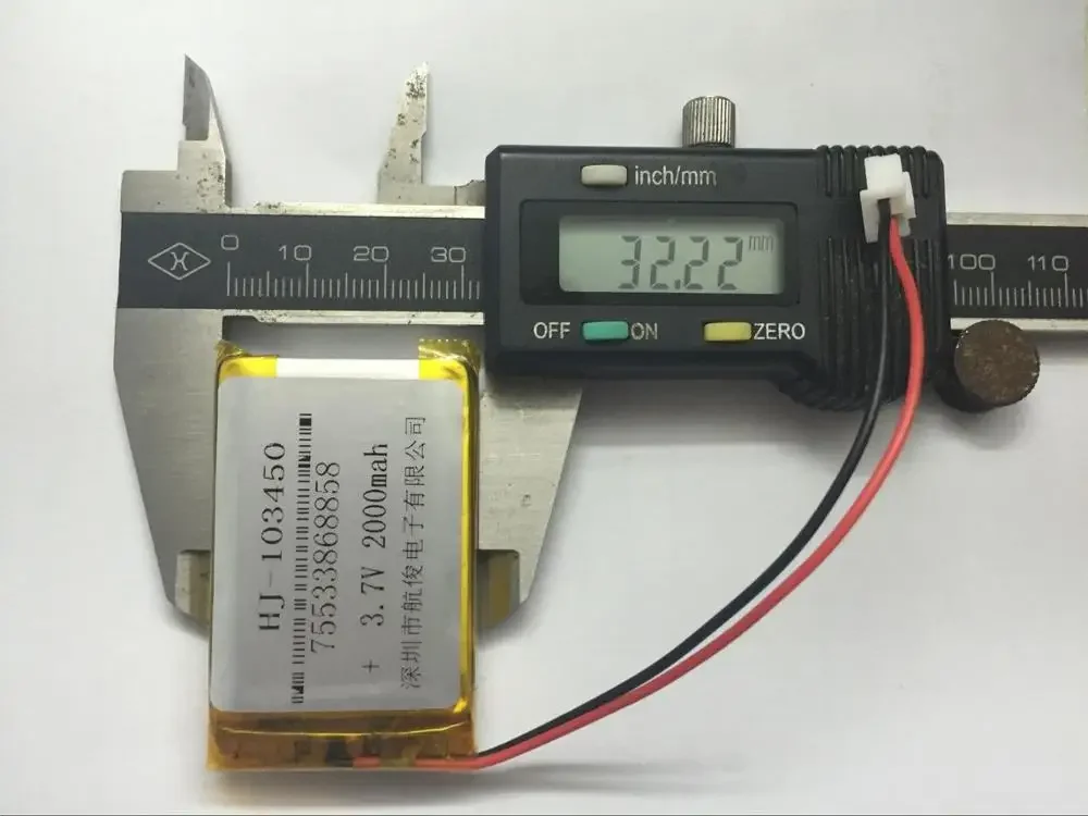 Batería de polímero de litio de 3,7 V 103450   Batería de lámpara de noche con luz LED de 2000 mAH