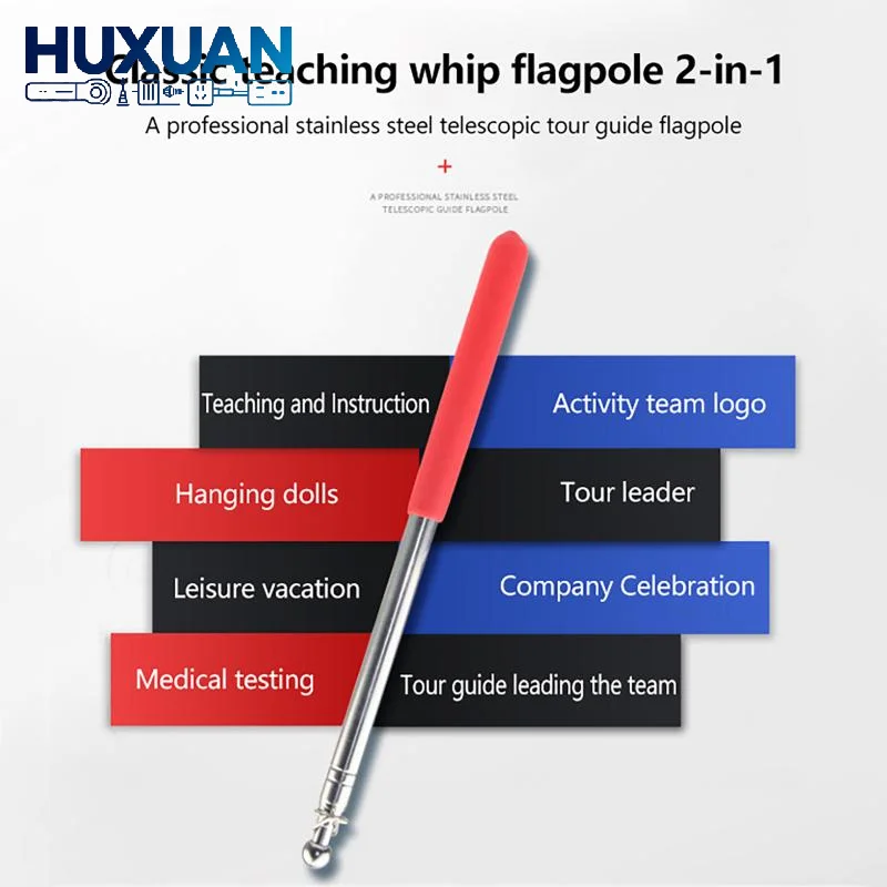 1.2M Telescopic Steel Flag Pointer Stick Portable Teaching Wand Parade Guide