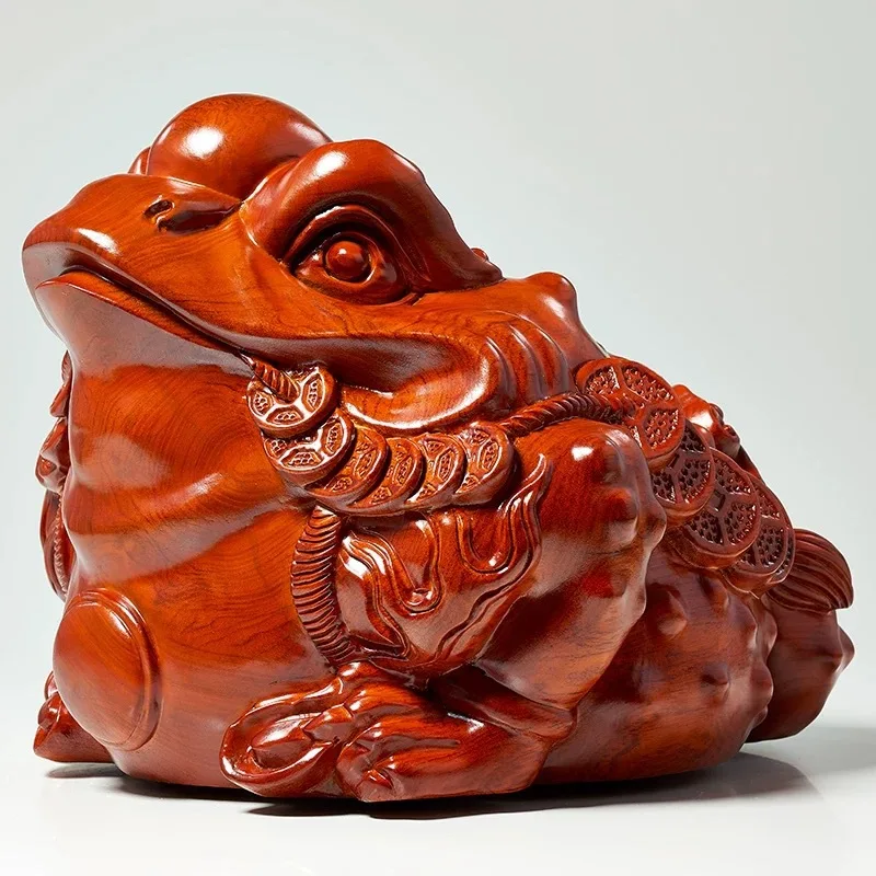 Pear Wood Carving Golden Toad Ornament Three legged Treasure Toad Home Decoration