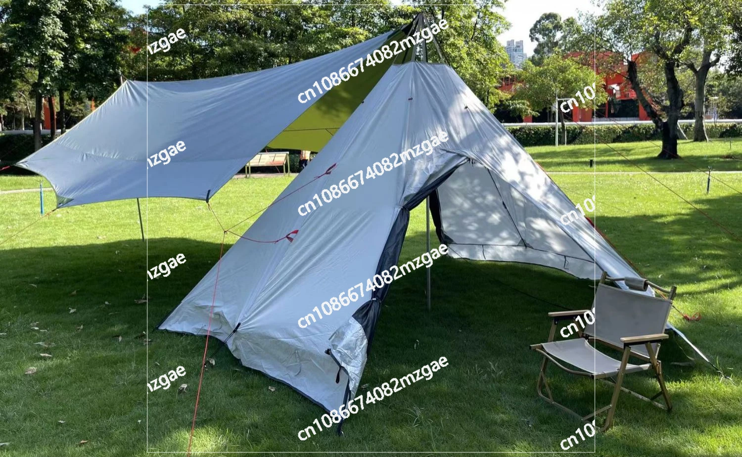 Outdoor Four Seasons Tent, Firewood Stove, Giant Corner Cone Camping Tent, Flame retardant