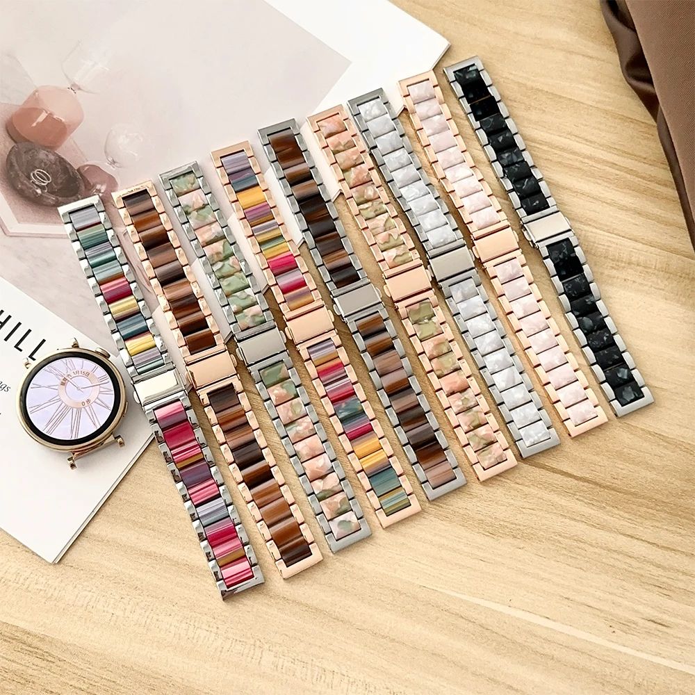 18/20/22mm Women Steel+resin Band for Huawei GT5 Pro 42mm OPPO X2 Mini Luxury Strap for Samsung Galaxy 7 40/44mm Amazfit Active2