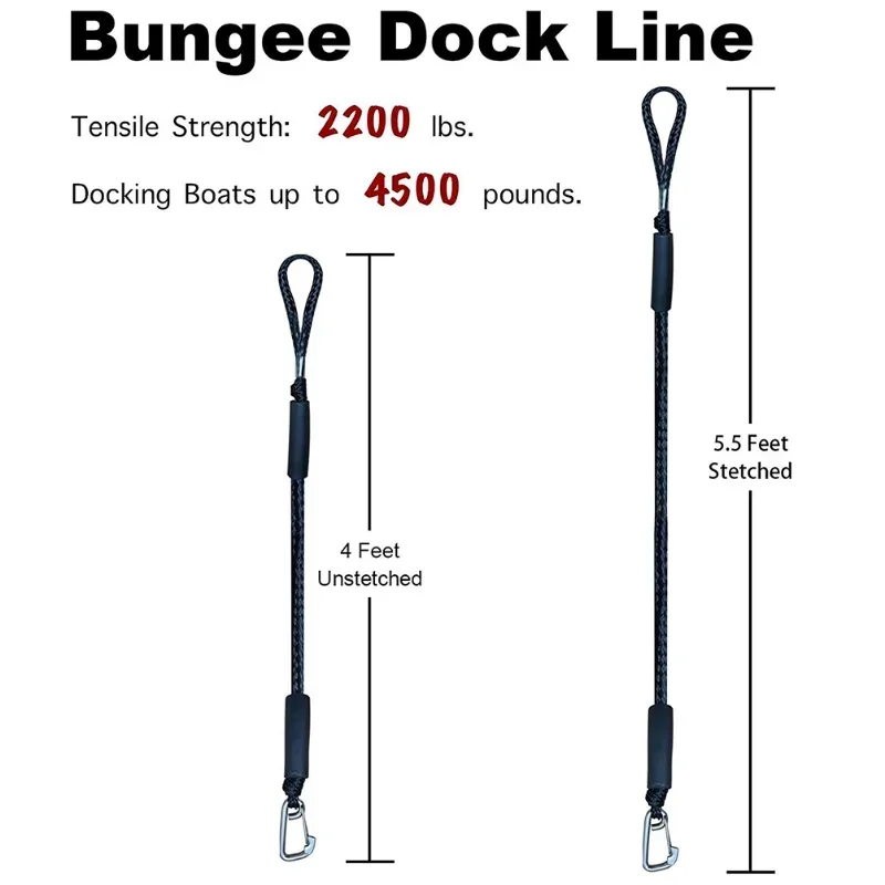 Cordones de líneas de muelle Bungee para barco, cuerda de acoplamiento para Kayak, embarcaciones, SeaDoo, Jet Ski, pontón, canoa, barco eléctrico,