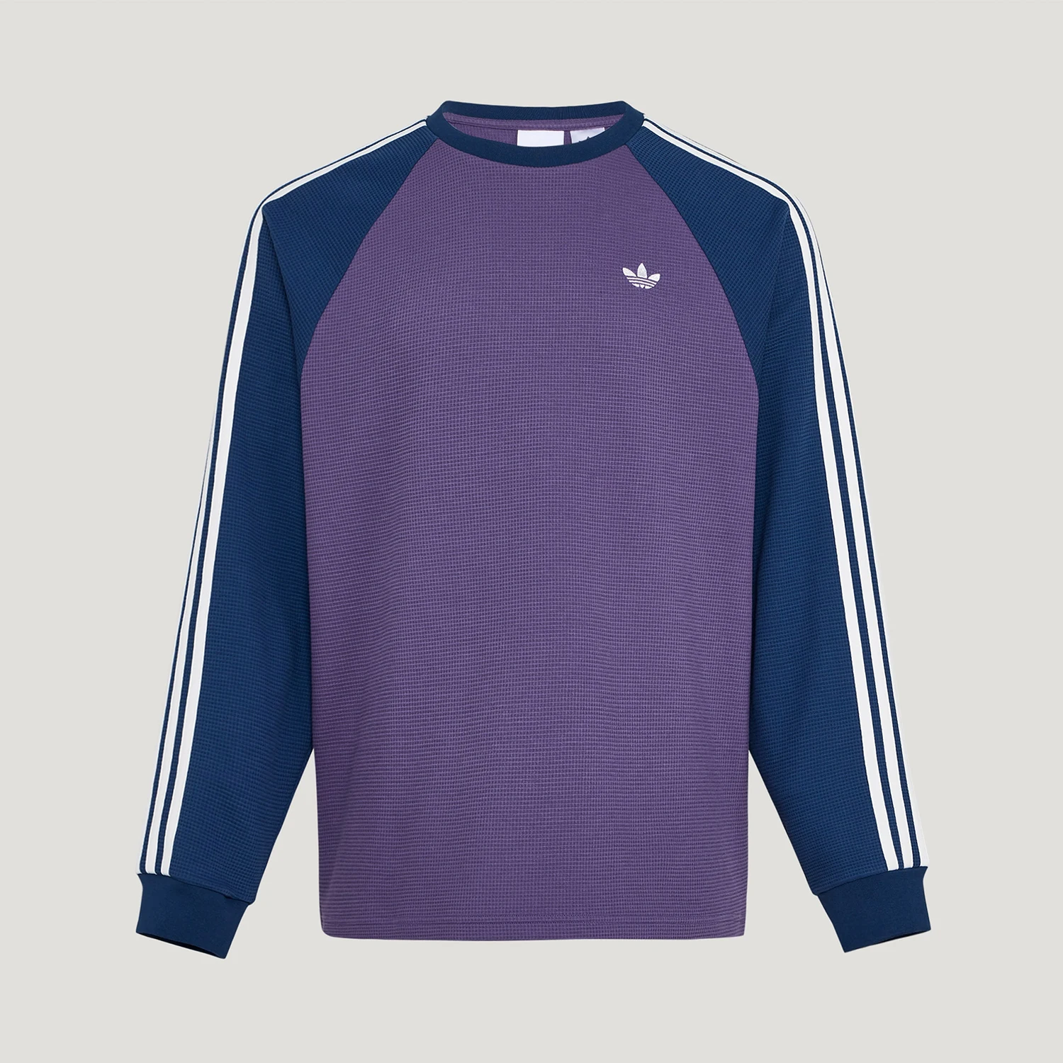 Adidas genuine clover men's and women's waffle grid spliced sports long sleeved T-shirt KV8868
