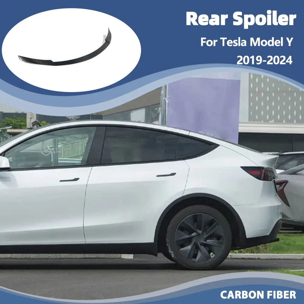 Car Rear Trunk Spoiler Wings for Tesla Model Y 2019-2024 Carbon Fiber Rear Boot Lid Wing Lip Spoiler