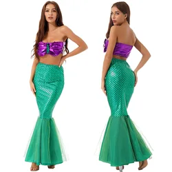 Halloween Anime Cosplay Fancy Party Costume Adult Mermaid Long Dress Princess Sequined Role-Playing Sexy Evening Dresses Suit