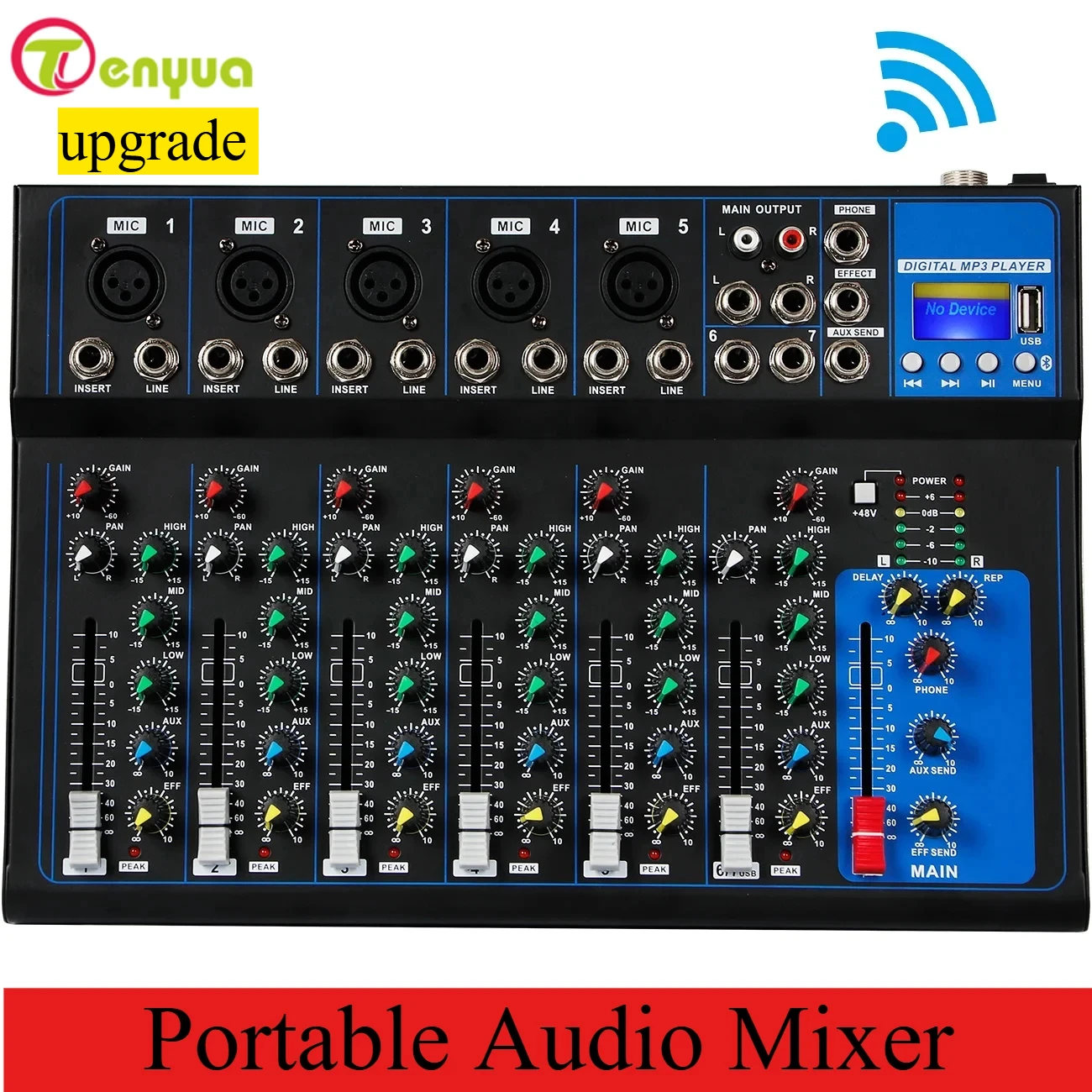 

New Portable Audio Mixer DJ Sound Mixing Console 48V Power for Computer Recording, Bands Mixing Boards For Studio Recording
