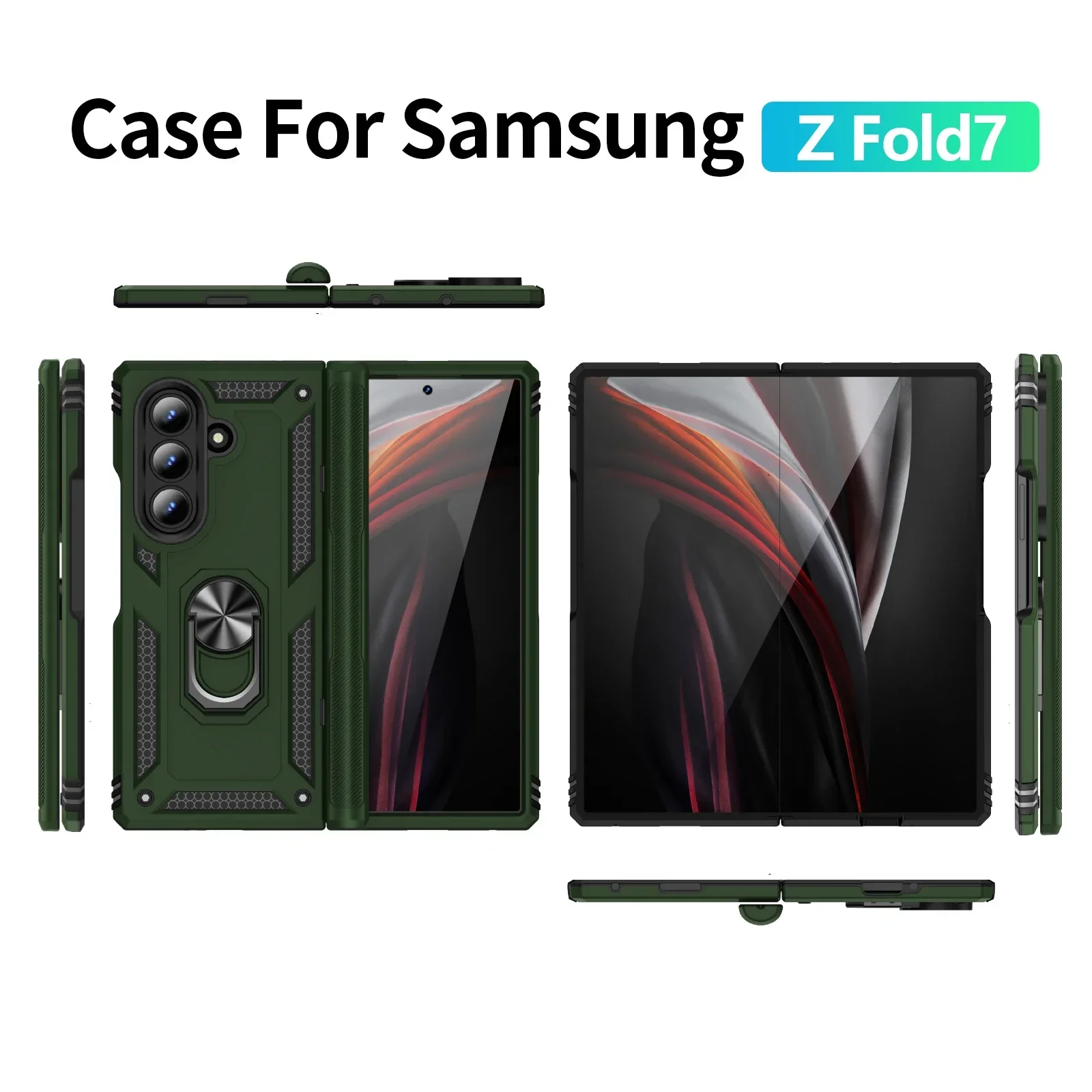 Amor Stoßfeste Hülle für Samsung Galaxy Z Fold 8 Ultra 7 6 5 Harte Ringhalter-Handyhülle mit Scharnierschutz – Detail 9