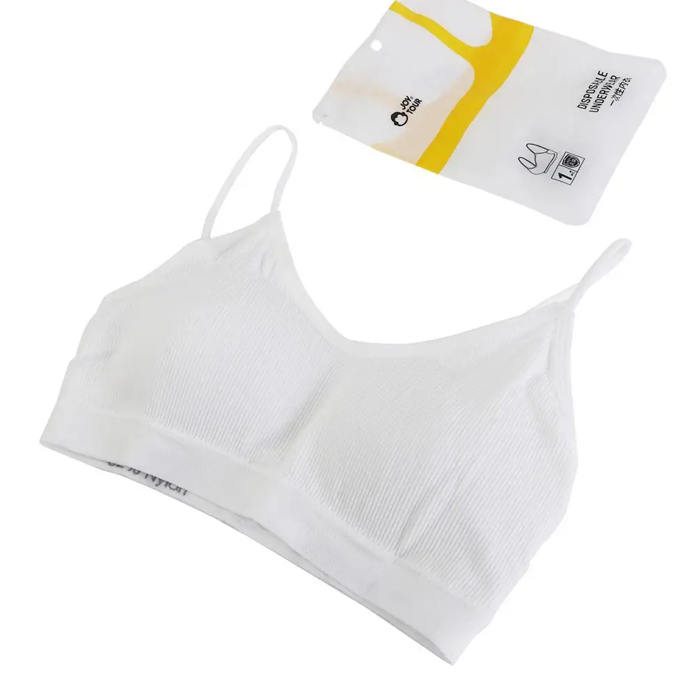 

Breathable Wireless Disposable Bras Straps Cotton Disposable Bralette with Chest Pad Disposable Underwear for Women Spa