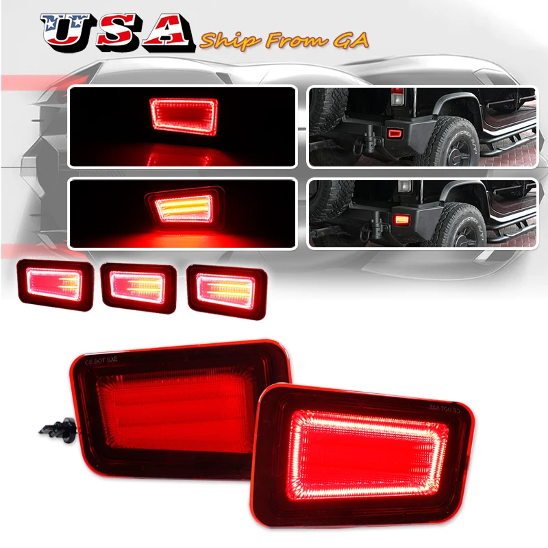 

2 шт. отражатели заднего бампера заменяют полностью светодиодный задний стоп-сигнал 2-в-1 для 2005-2009 Hummer H2 указатели поворота