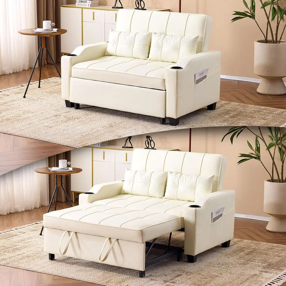 

Loveseat Sleeper Sofa with Convertible Couch Bed, USB Ports, Cup Holders for Living Room, Bedroom, Home Office