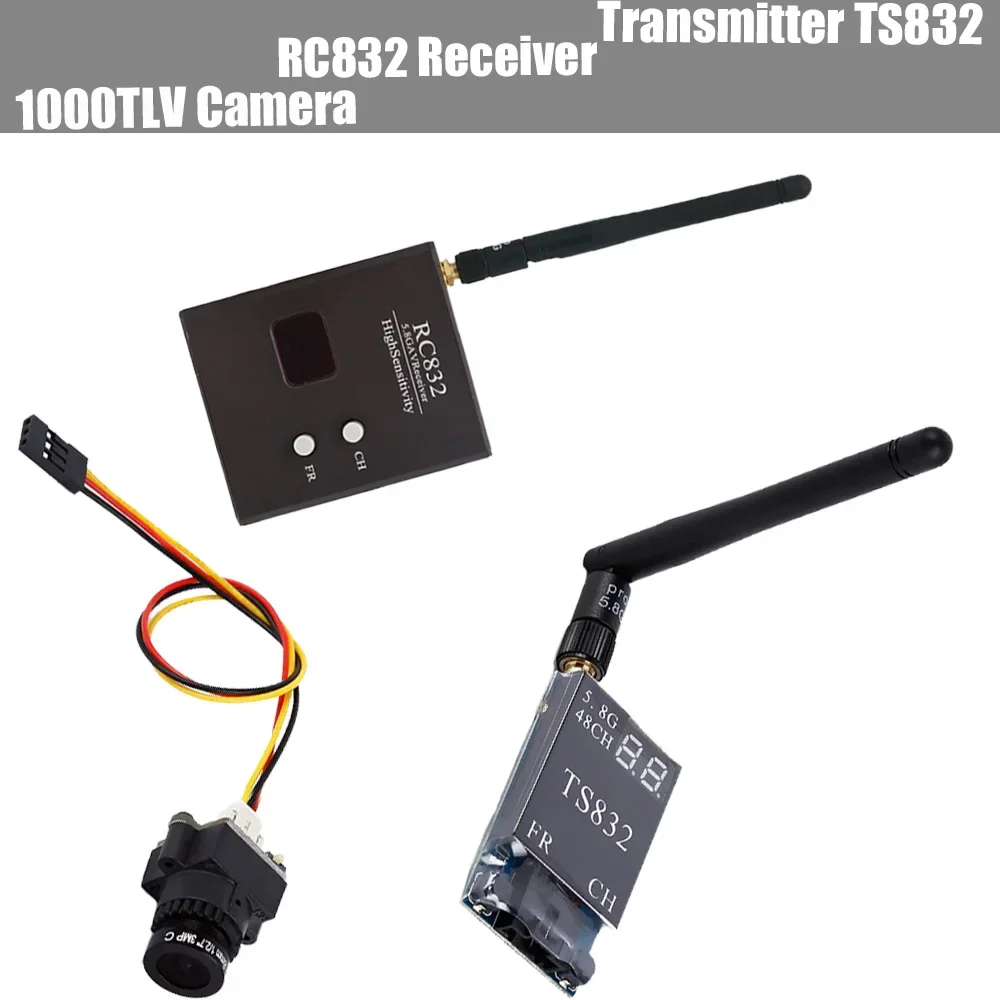 48CH 5,8G 600mw 5km transmisor AV inalámbrico TS832 receptor + RC832 + cámara 1000TVL para FPV multicóptero RC Quadcopter