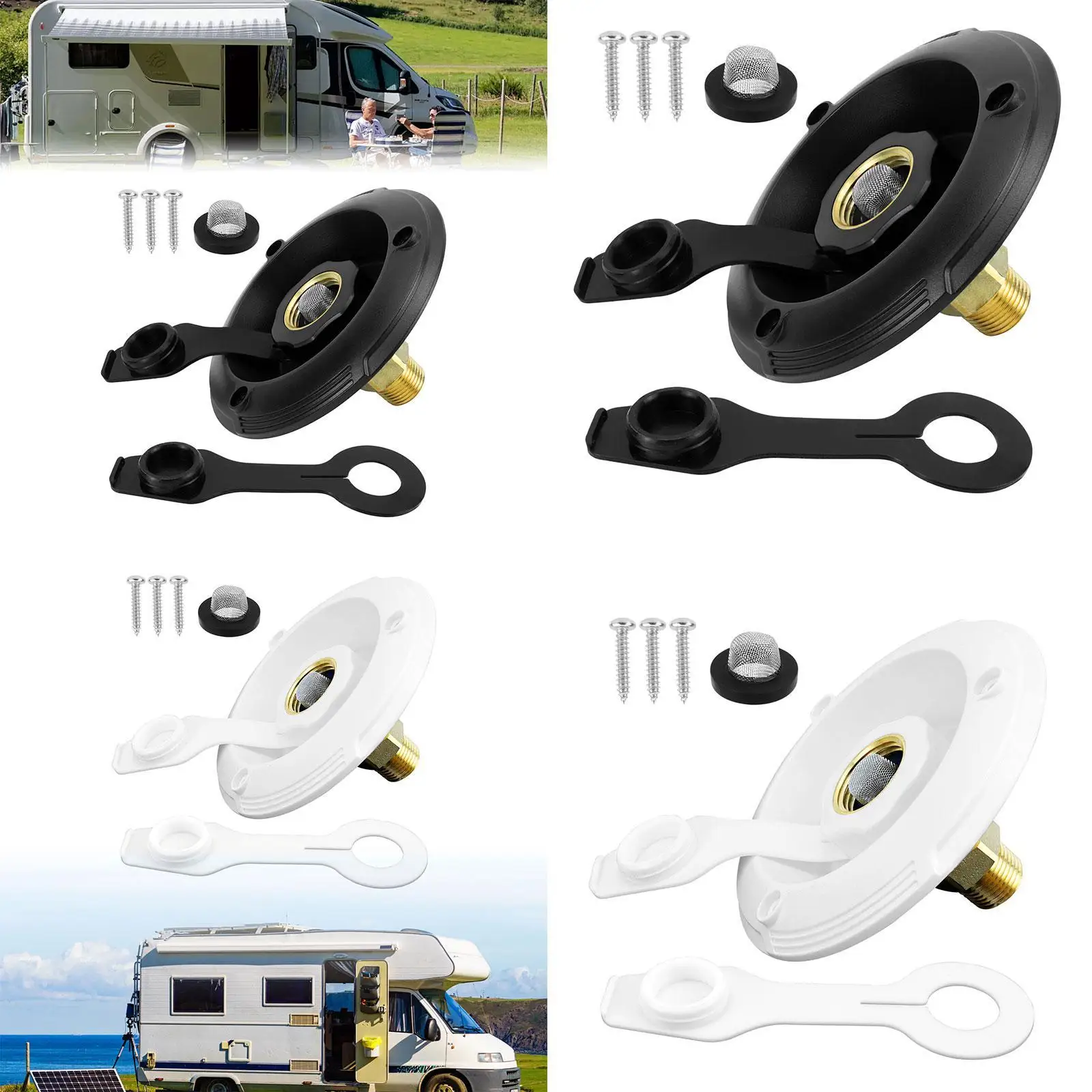 RV City Water Inlet with Check Valve Brass Flush RV Water Backflow Preventer