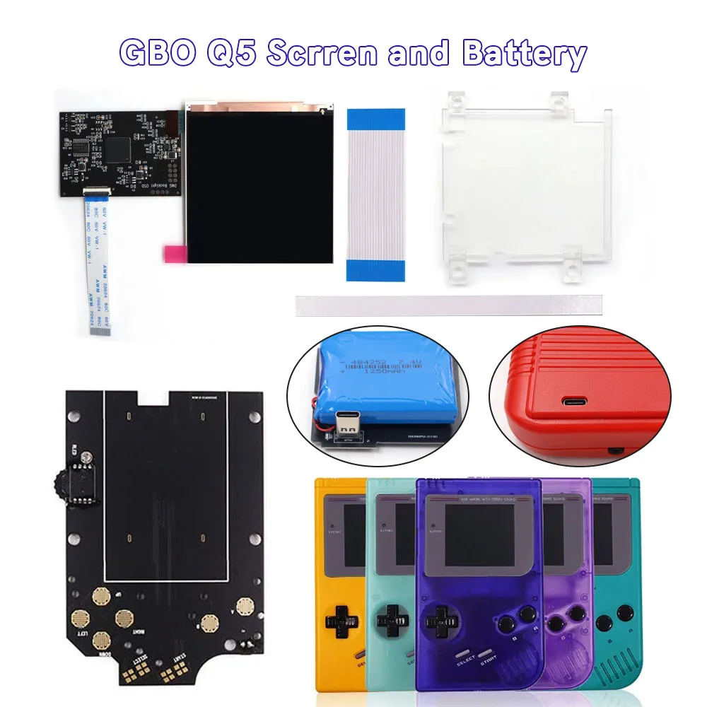 

HISPEEDIDO GB DMG IPS Q5 Screen Rechargeable Backlight Kits With Pre-cut Shell 36Color Retro Pixel Display Built-in OSD FRM Menu