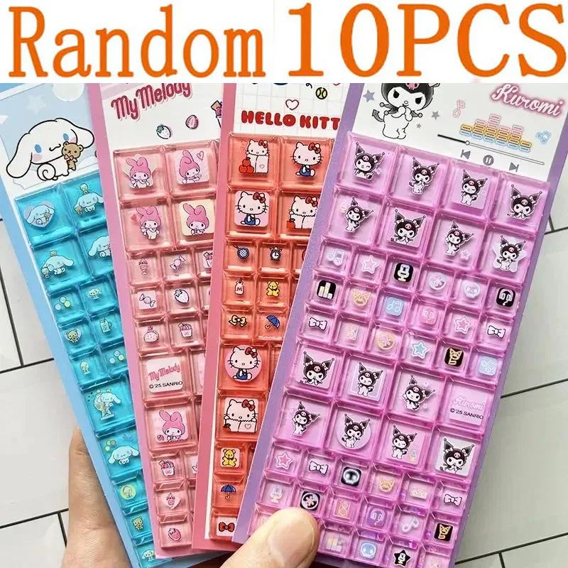 @In stock Anime Hellokitty Kuromi Cinnamoroll 3D Stickers Transparent Jelly Crystal Decorative Sticker Phone Case DIY Kids Toy！