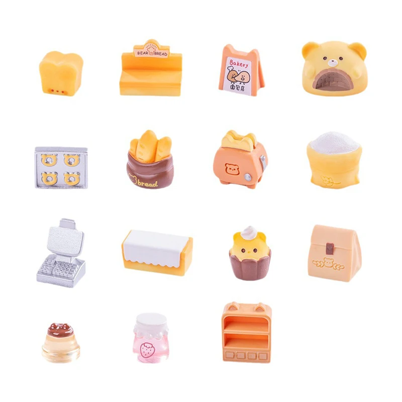 Micro Landscape Miniature Figurines Little Bear Bakery Resin Ornament DIY Accessories Home Decoration
