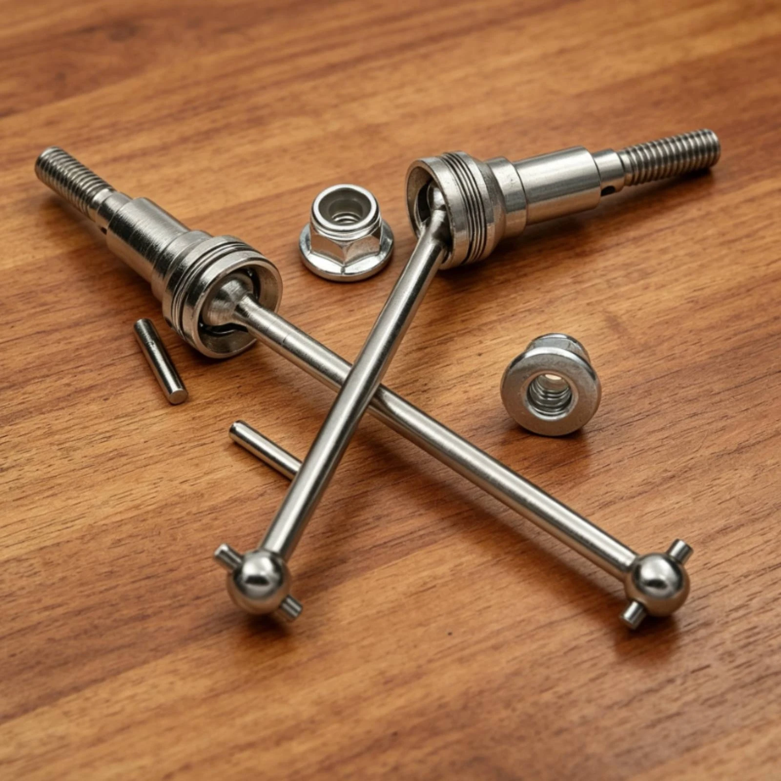 Replacement Drive Shaft Pair Machined Finish Metal CVD Shaft Set RC Drive Axle Ball Joints Drivetrain Part Silver