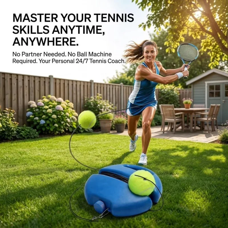 Tragbares Rebound-Tennisball-Trainingsgerät zur Verbesserung der Hand-Augen-Koordination Praktisches Übungszubehör für Tennis im Freien