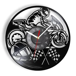 Motorcycle Racing Vinyl Record Wall Clock Motorbike Retro Music Album Home Decor Silent Wall Watch Motorcyclist Racer Rider Gift