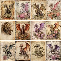 16Pcs/Pack Retro Dragon Sticker DIY Craft Scrapbooking Album Junk Journal Decorative Stickers