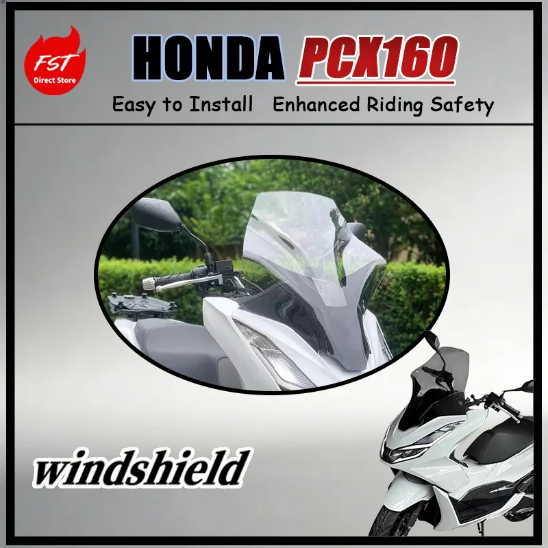

Улучшенное высокое ветровое стекло для Honda PCX160 - передний ветровой экран для скутера с улучшенным отводом ветра, защита от дождя, аксессуар