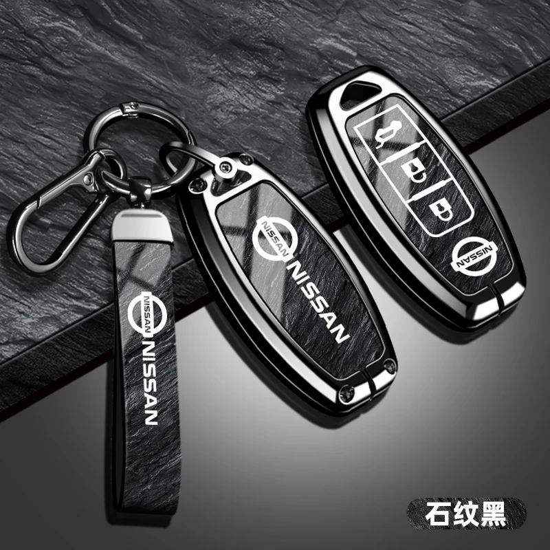 Funda Protectora de Cuero y Aleación para Llave de Coche Nissan Altima Sentra Maxima Rogue Armada Pathfinder Versa, Accesorios para Llavero