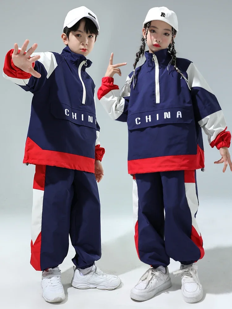 Kids Loose Jacket Hiphop Pants Suit Girls Ballroom Hip Hop Dance Performance Rave Clothes Jazz Dance Costumes