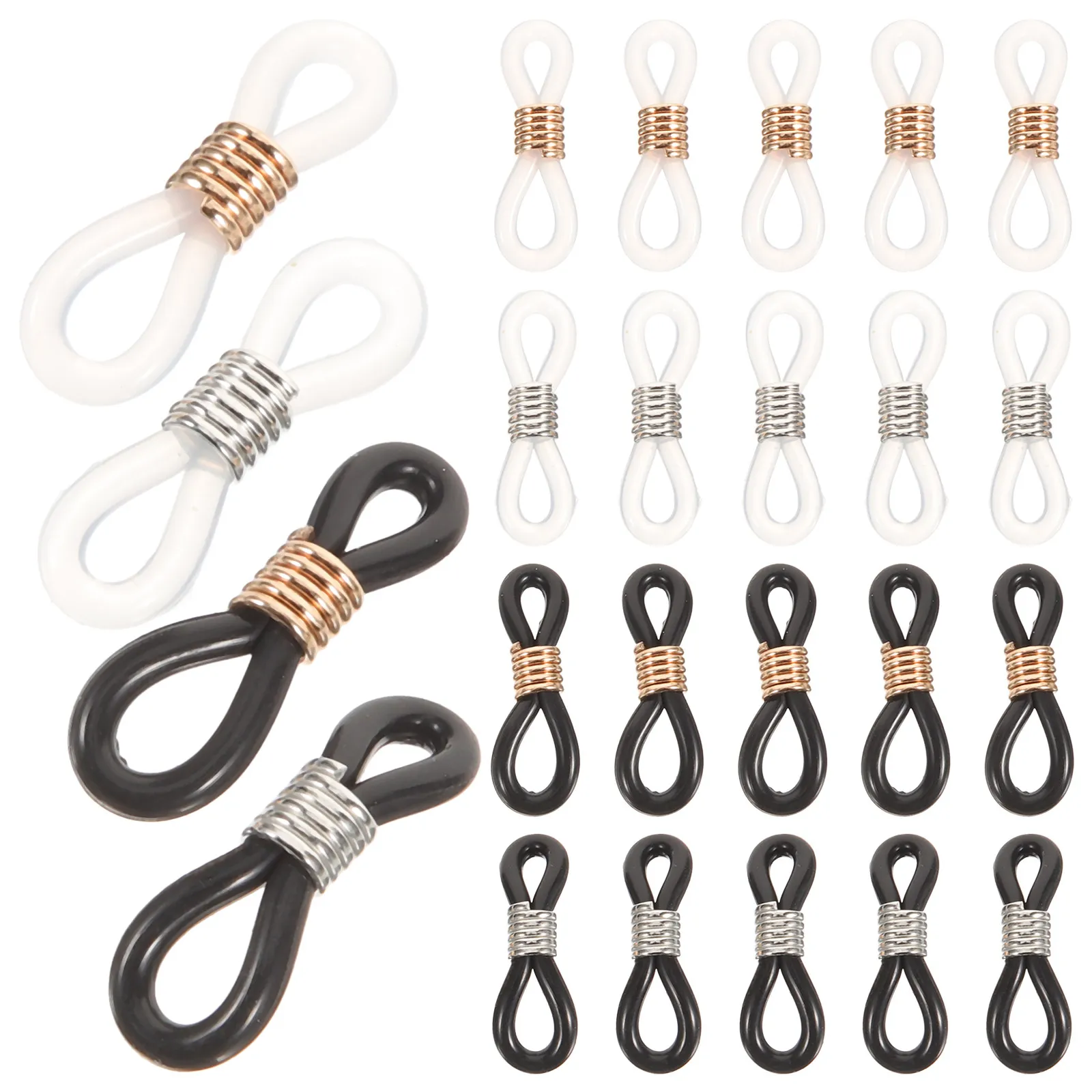 

100 шт. силиконовых противоскользящих колец для цепочек для очков, регулируемые держатели для стабилизации очков