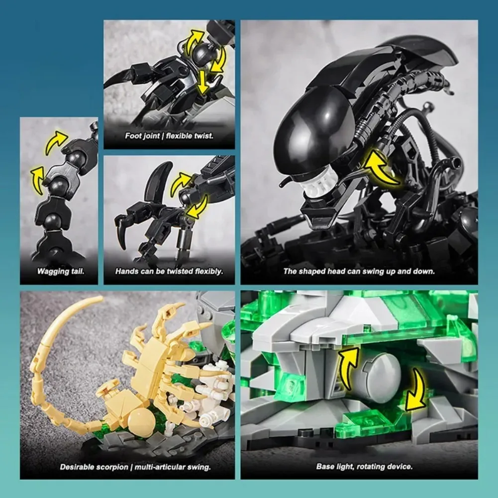 958pcs MOC Movie Alien Monster Beast Model Building Blocks Model Alien Drooling Monster DIY Bricks Assembly Toys Kids Xmas Gifts