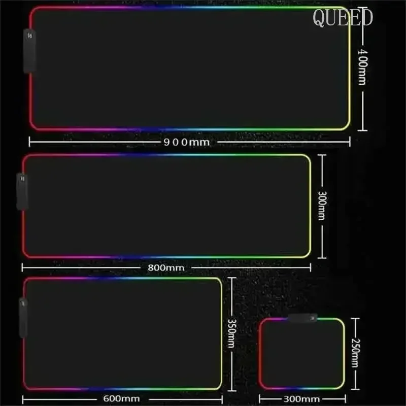 لوحة ماوس Rgb كبيرة الحجم لنظام التشغيل Windows Office Mousepad Gaming Led Light Desk Mat Keyboard Pads حافة مخيطة