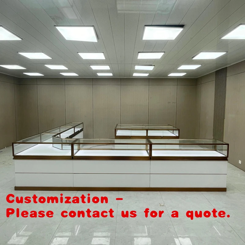 custom.Luxury Jewelry Retail Glass Display Cabinet Modern Design White Cabinet Jewelry Display Cabinet Set Design
