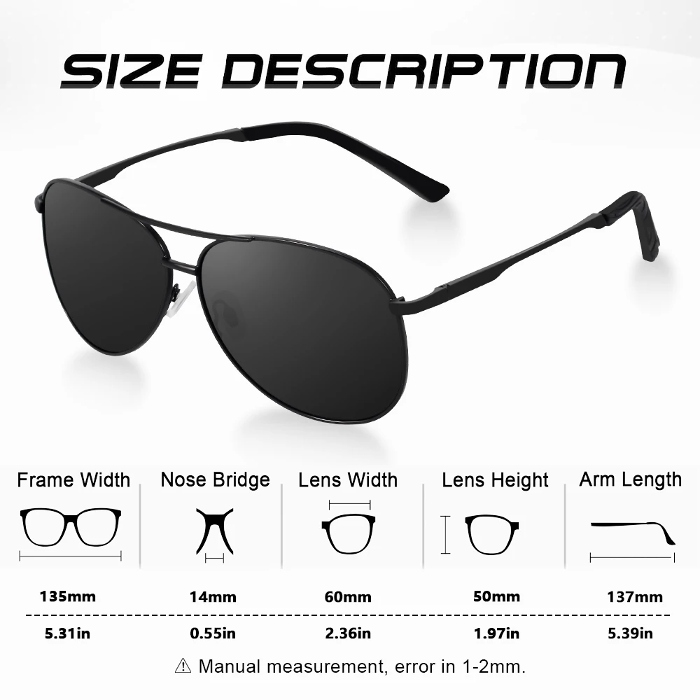 CRIXALIS Modische Piloten-Polarisierte Sonnenbrille für Damen Blendschutz Outdoor-Sport Fahrsonnenbrille für Herren Verspiegelte Anglerbrille UV400-Schutz – Detail 3