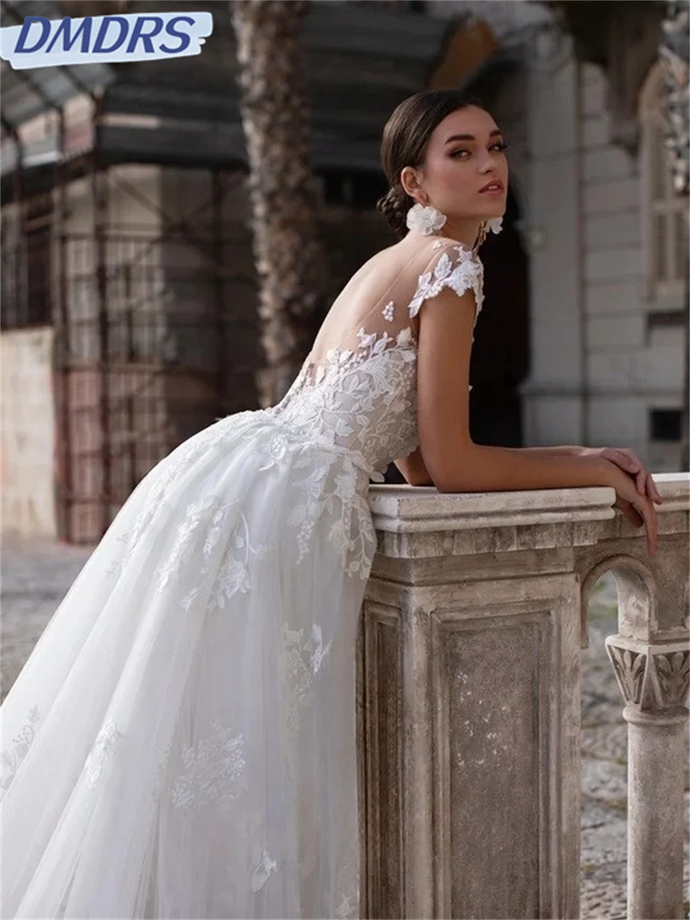 Abito da sposa sexy con scollo a V profondo 2024 Abito da sposa affascinante con spalle scoperte Abito romantico a-line lungo fino al pavimento Abiti da sposa