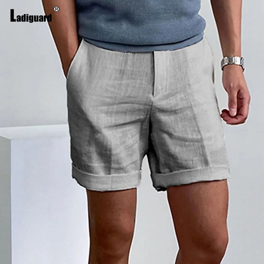 White Navy Cotton Linen Shorts Men Fashion Zipper Pocket Short Pants Male Streetwear 2024 Stylish simplicity Casual Beach Shorts