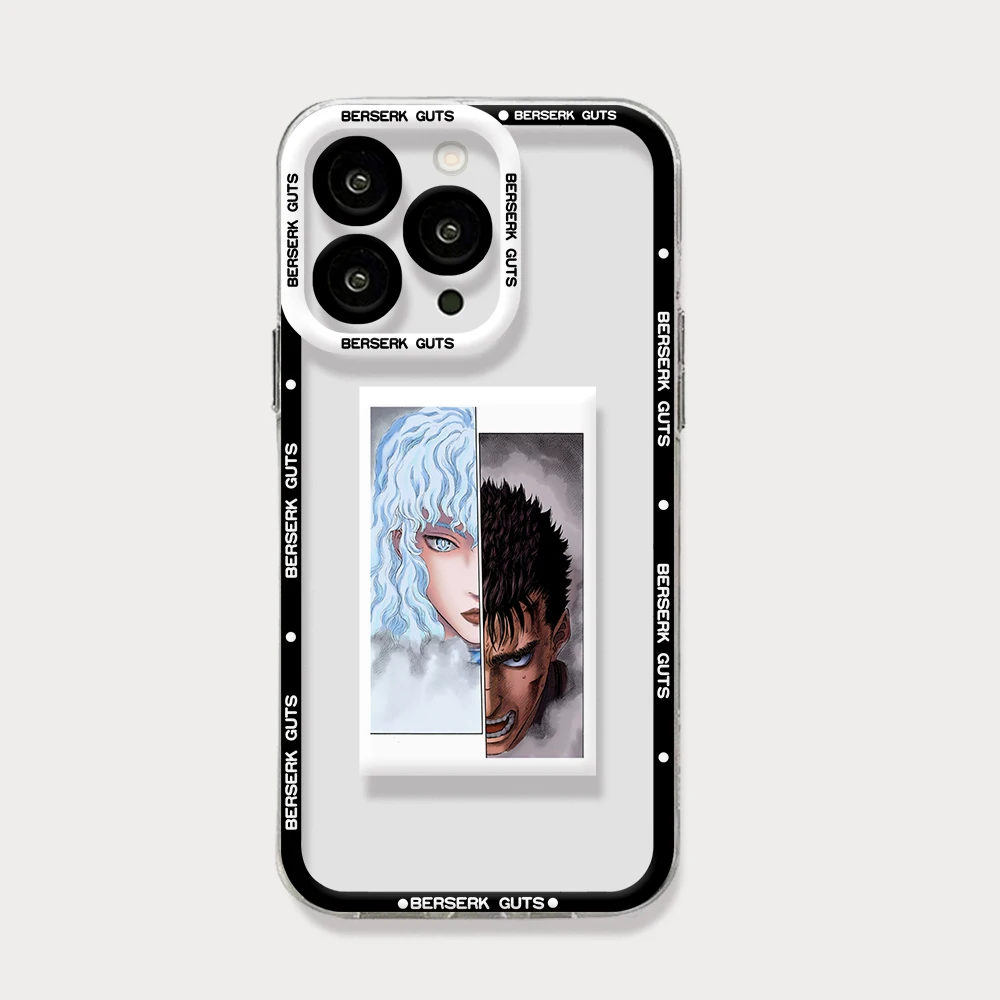 Berserk Guts Anime Phone Case For iPhone 15 14 13 12 Mini 11 Pro Max X XR XS 6 7 8 SE 2020 Plus Soft Silicone Transparent Cover