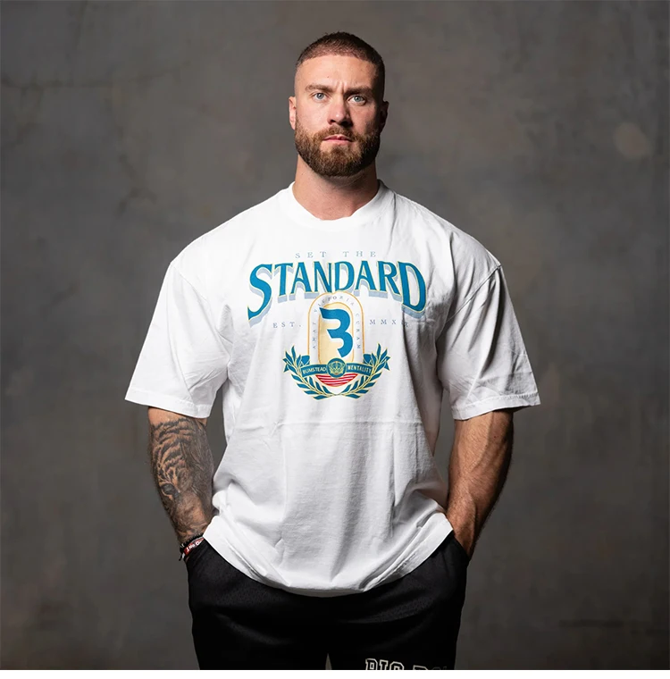 تي شيرت رجالي عتيق للياقة البدنية في صالة الألعاب الرياضية تي شيرت فضفاض كبير الحجم من القطن تي شيرت رياضي للتدريب ملابس رجالية للجنسين ملابس ركض للنساء #1