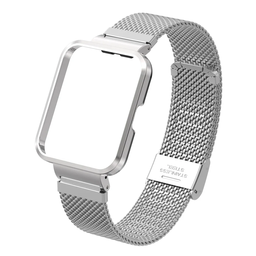 Suitable for Redmi Watch 1/2 strap, stainless steel metal, protective case one-piece strap for Redmi Watch 1/2 replacement strap