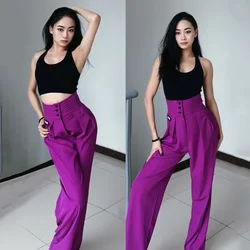 New Latin Dance Pants Women Modern Dance Pants Button Trousers Chacha Rumba Tango Dress Latin Performance Clothes Modern Pants