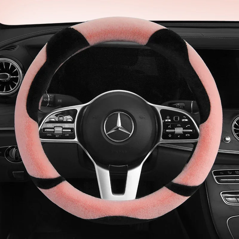 Plush Steering Wheel Cover for Women 38 CM Car Styling Universal Leather Steering Wheel Cover for Girls Cute Car Accessories